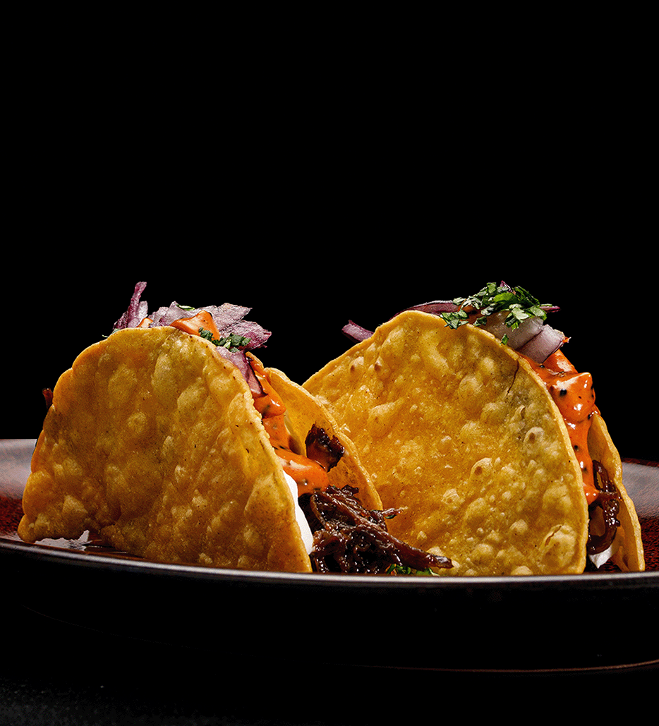 TACOS DESMIGADOS DE BUEY (2 UNIDADES)
